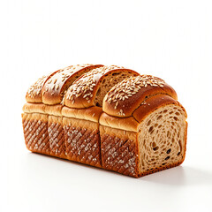 Delicious whole grain bread isolated on white background