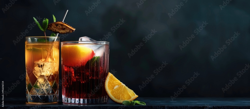 Aufkleber assortment of mixed alcoholic beverages shown in a copy space image