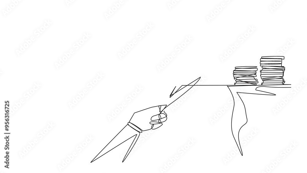 Poster self drawing animation of continuous one line drawing the smart robot walking on tightrope from one 