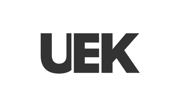 UEK logo design template with strong and modern bold text. Initial based vector logotype featuring simple and minimal typography. Trendy company identity.