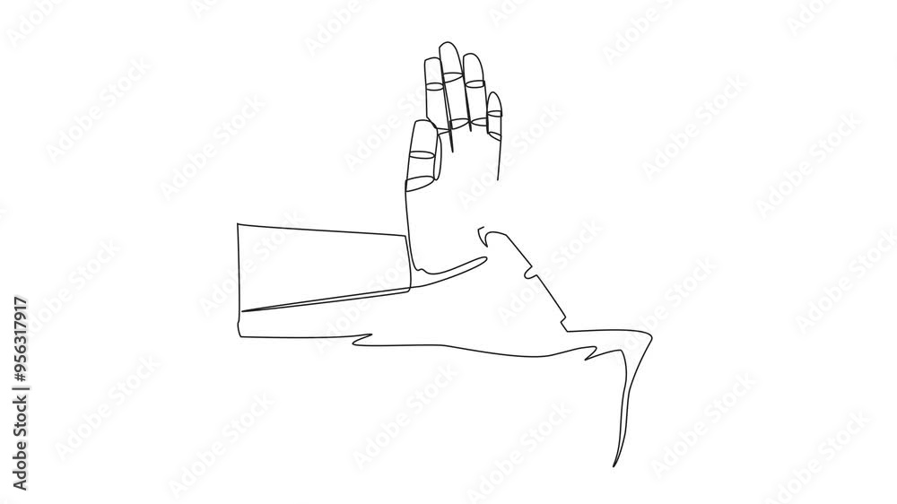 Poster self drawing animation of single line drawing smart robot standing on the edge of a cliff. something