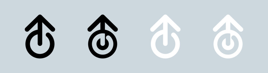 Level up icon set in black and white. Growth signs vector illustration.