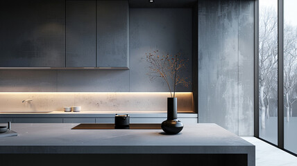 a minimalist kitchen with a single statement piece and uncluttered design