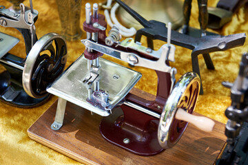 Antique sewing machine at flea market