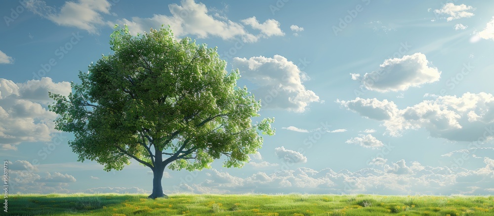 Poster Tree with a stunning sky as a copy space image
