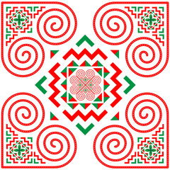 Hmong ethnic pattern, spiral lines that are unique to the Hmong ethnic group, used for making clothes, skirts and bags.
