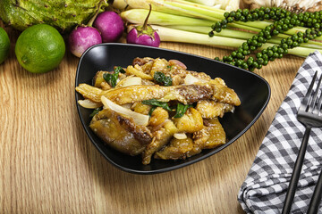 Roasted Thai eggplant with onion