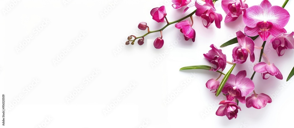Aufkleber isolated pink dendrobium orchid on white background with copy space image concept