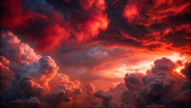 Dramatic red clouds in the sky
