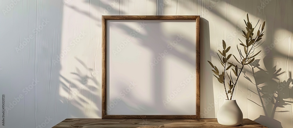 Poster High quality JPG photo featuring a customizable mockup of a blank frame with empty texture for copy space image