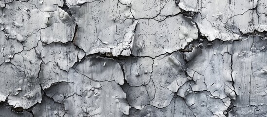 Fototapeta premium Texture of an aged cracked grey cement wall providing a background with copy space image