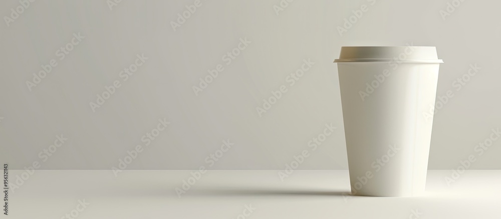 Aufkleber an impressive close up photo of an empty paper cup on a clean white backdrop with copy space image i