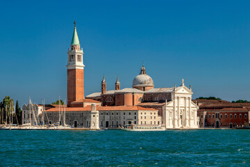 Naklejka premium San Giorgio Maggiore. Venice. The stunning and beautiful Venetian skyline showcases historic architecture along with breathtaking blue waters