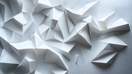 Obraz premium 35. Geometric, paper-cut shards arranged in a layered, three-dimensional configuration with dynamic shadows