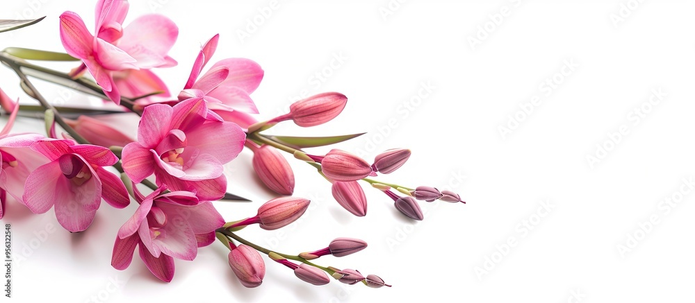 Aufkleber isolated pink dendrobium orchid on white background with copy space image concept
