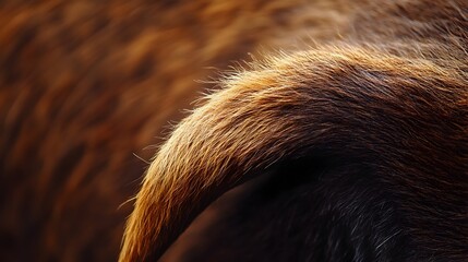 Detailed Macro Photography of Rugged Coarse Textured Buffalo Tail Hair Against Natural Outdoor Background  Concept of Wild Animal Hair and Skin Close up