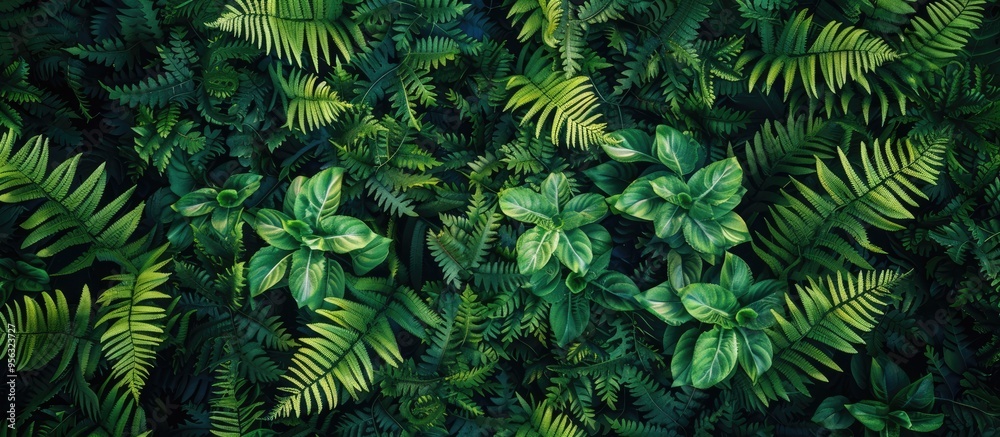 Poster abstract forest background featuring fern leaves ideal for a copy space image