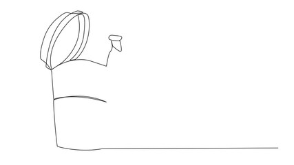 Animation of a single one line drawing Arabian businesswoman emerges from a paper cup looking for something through binoculars. Bring home a refreshing cold tea drink. Full length motion - Powered by Adobe