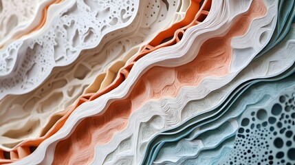 Obraz premium 43. Textured paper cut elements creating an abstract, layered composition with a sense of movement