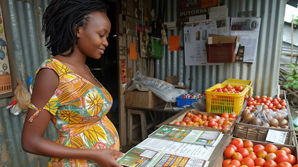 Maternal care clinic, with pregnant women receiving prenatal check - ups, counseling sessions, and educational materials on pregnancy, childbirth, and postnatal care