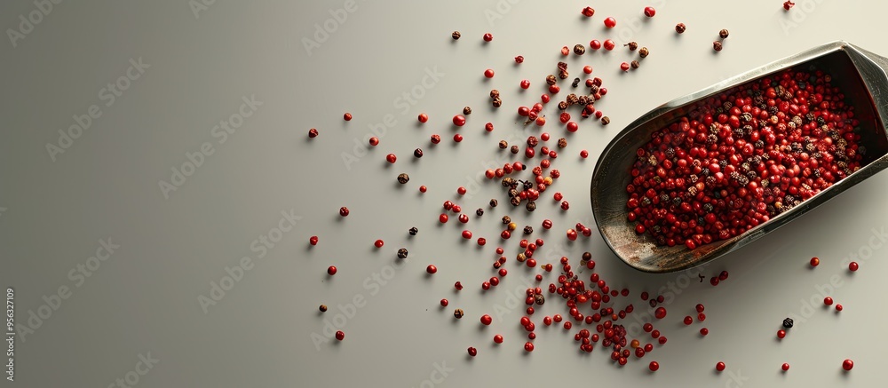 Poster a scoop with crushed red pepper displayed in a copy space image