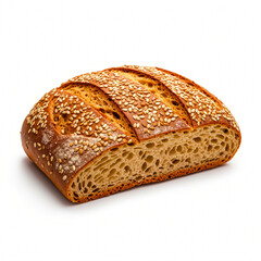 Delicious whole grain bread isolated on white background