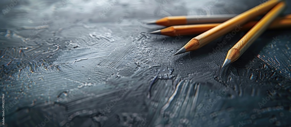 Poster Drawing utensil on a dark surface with ample copy space image