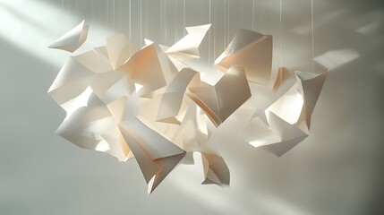 Obraz premium 17. Suspended paper shapes with varying degrees of transparency and depth, creating a floating effect
