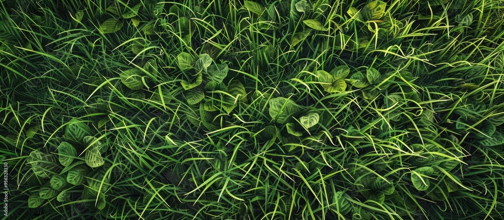 Aufkleber background of garden grass with diverse colors and textures ideal for copy space image