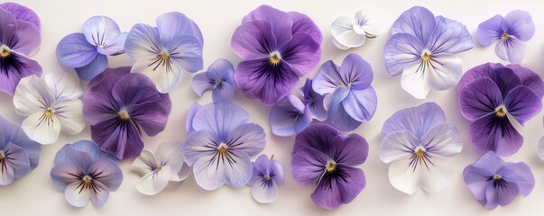 Obraz premium Delicate violets with purple and white petals, 4K hyperrealistic photo