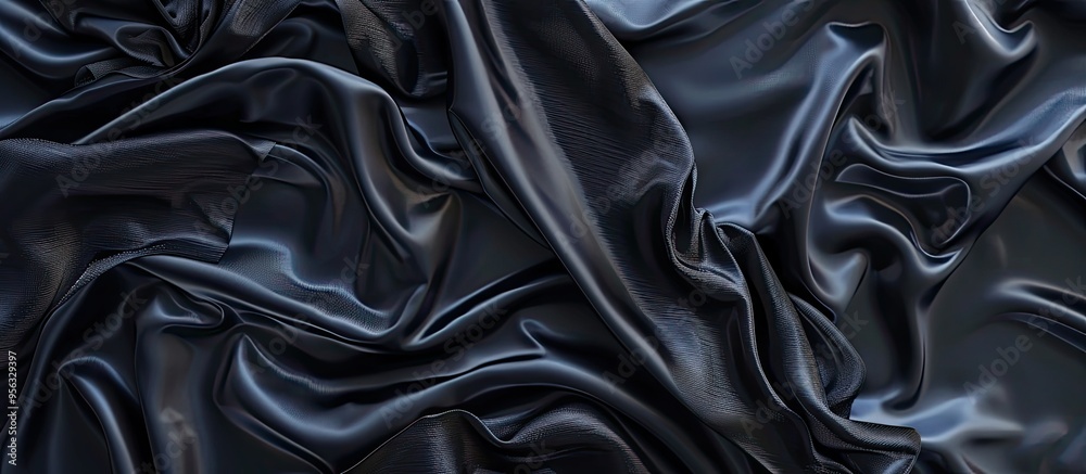 Poster textured black fabric with ripples and wrinkles perfect for a copy space image