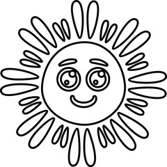 Cartoon Sun Line Icon