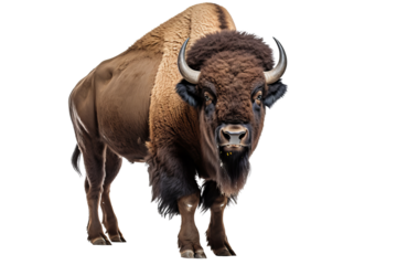 American bison PNG with transparent background, isolated majestic bison image for wildlife and nature projects, ideal for educational and creative uses.