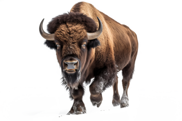 American bison PNG with transparent background, isolated majestic bison image for wildlife and nature projects, ideal for educational and creative uses.