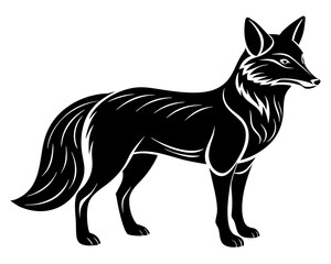 Fox Silhouette Vector Animal Illustration on White Background.