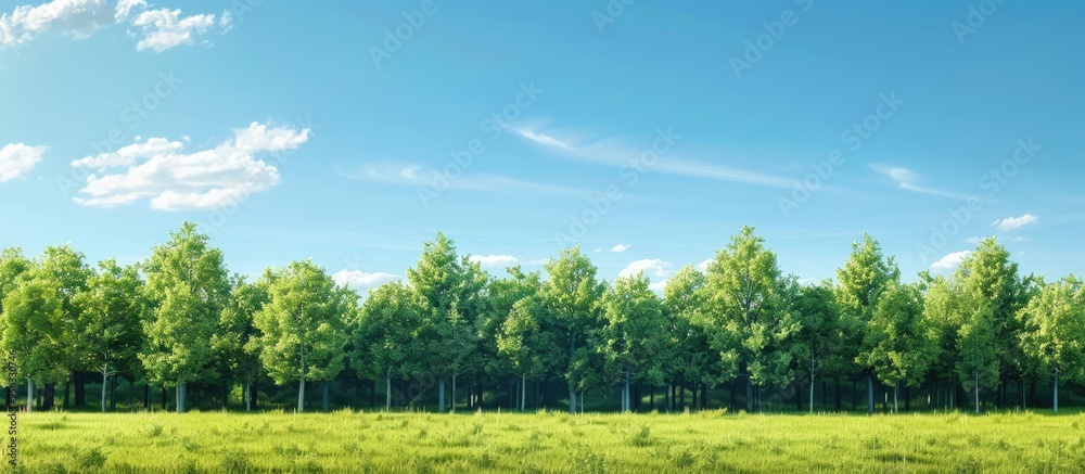 Poster scenic view of trees against a clear blue sky with copy space image