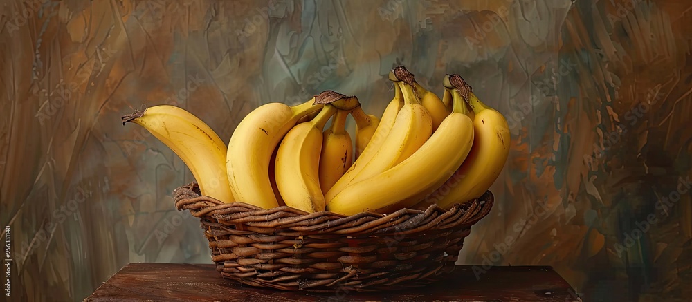 Aufkleber kepok bananas arranged within a fruit basket displaying beautifully with copy space image