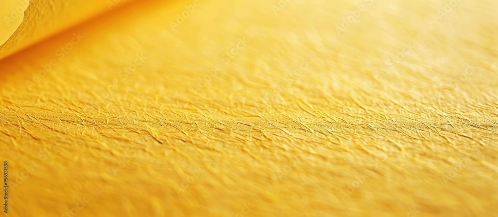 Fototapete selective focus on a textured yellow paper with an embossed grain pattern providing ample copy space