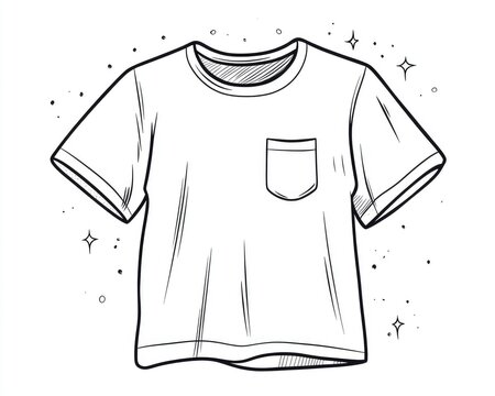 black and white t-shirt with pocket clip art preview