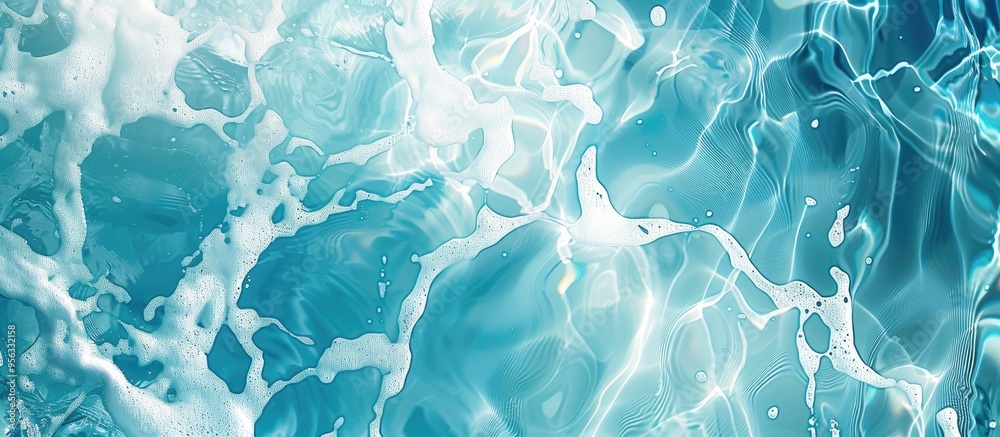 Poster background of pool water in shades of blue and white with copy space image