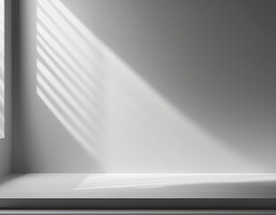 Obraz premium Background Studio,White Concrete Wall Texture with Leaves Shadow on Cement floor,Empty Grey Studio Room Display with Table Top,Backdrop background 