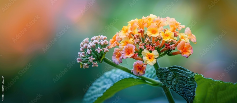 Fototapete a close up photo of a lantana camara flower showcasing intricate details against a soft background c