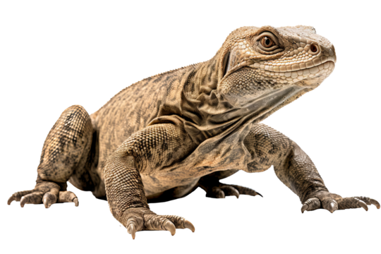 Komodo dragon isolated PNG with transparent background, ideal for wildlife and nature design projects