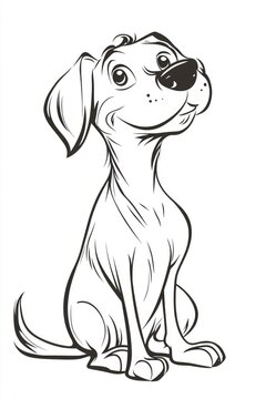 recommend clip art: Line art illustration of a cartoon dog lifting its leg