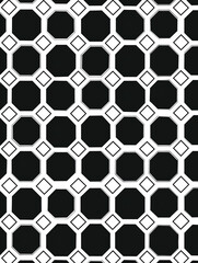Fototapeta premium Black and white geometric pattern with octagons and squares.