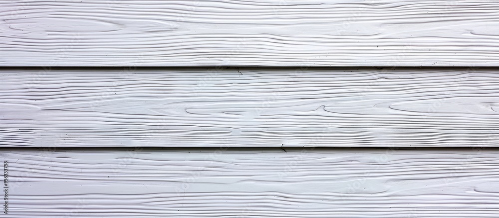 Poster close up image of white vinyl siding with a realistic wood grain texture ideal as a background or fr