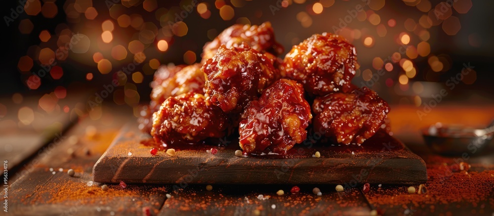 Poster spicy bbq buffalo drumettes with a crispy coating perfect for your next cookout with friends ideal f