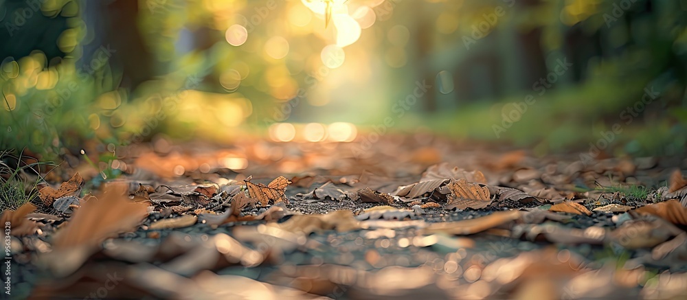 Poster blurry outdoor abstract photography with a defocused view of green nature on the ground showcasing b