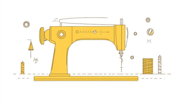 recommend clip art: Yellow sewing centimeter line art illustration on a white backdrop