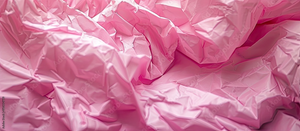 Poster a detailed shot of crumpled pink paper as a backdrop with copy space image